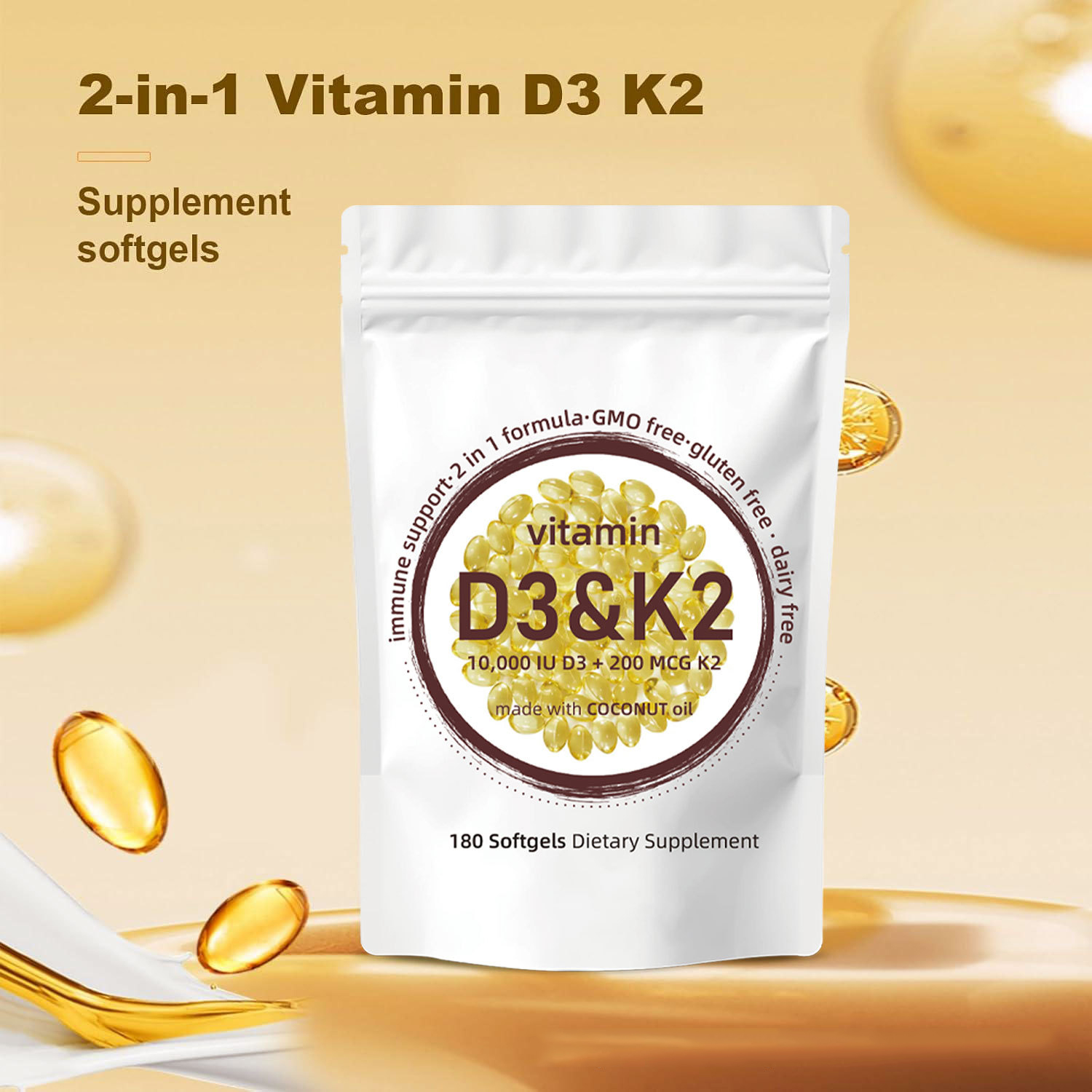 Vitamin D3 K2 Drop - Cápsulas blandas de vitamina D3 K2