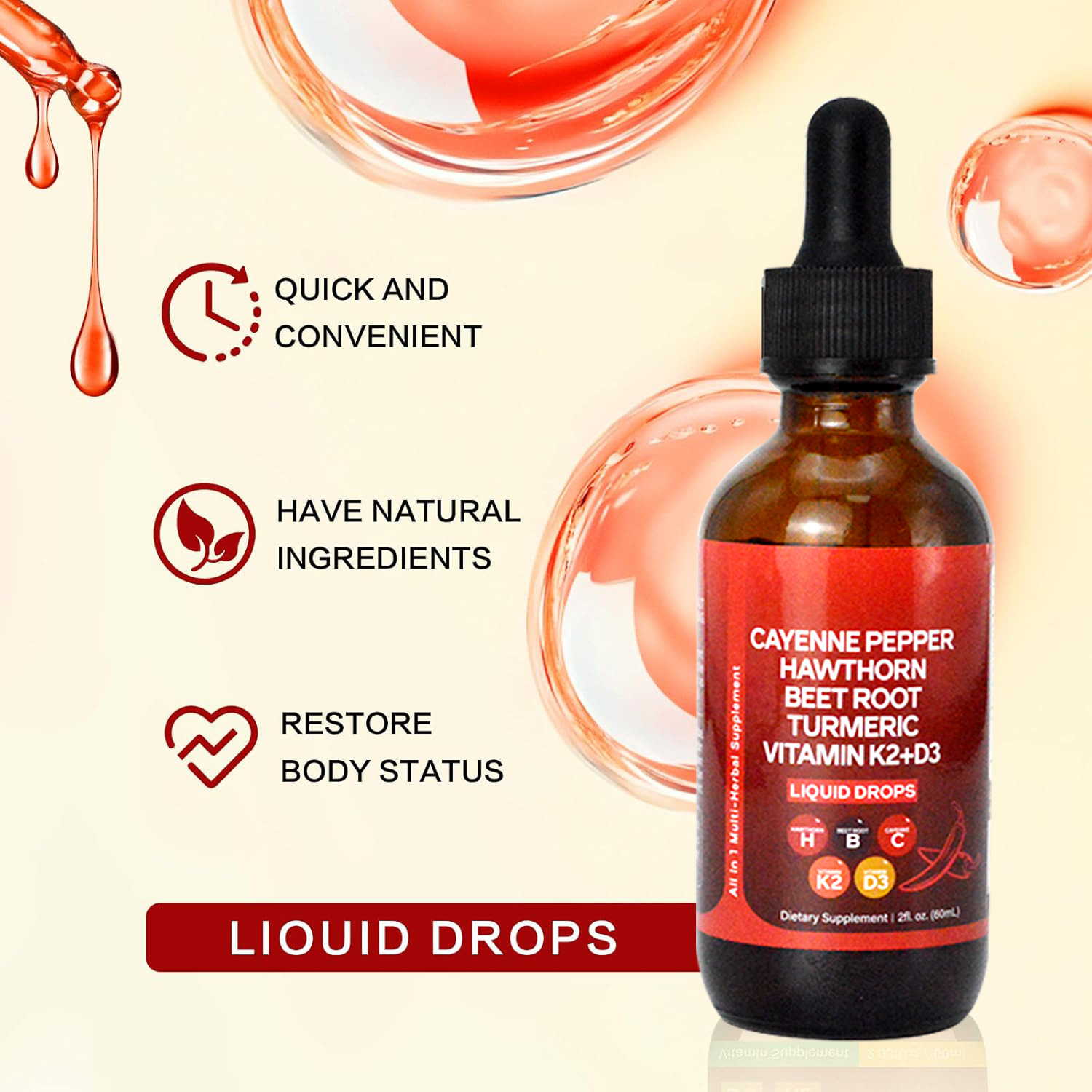 Gotas de pimienta de Cayenne d - Vitamin D3 K2 Drop reseña y precio