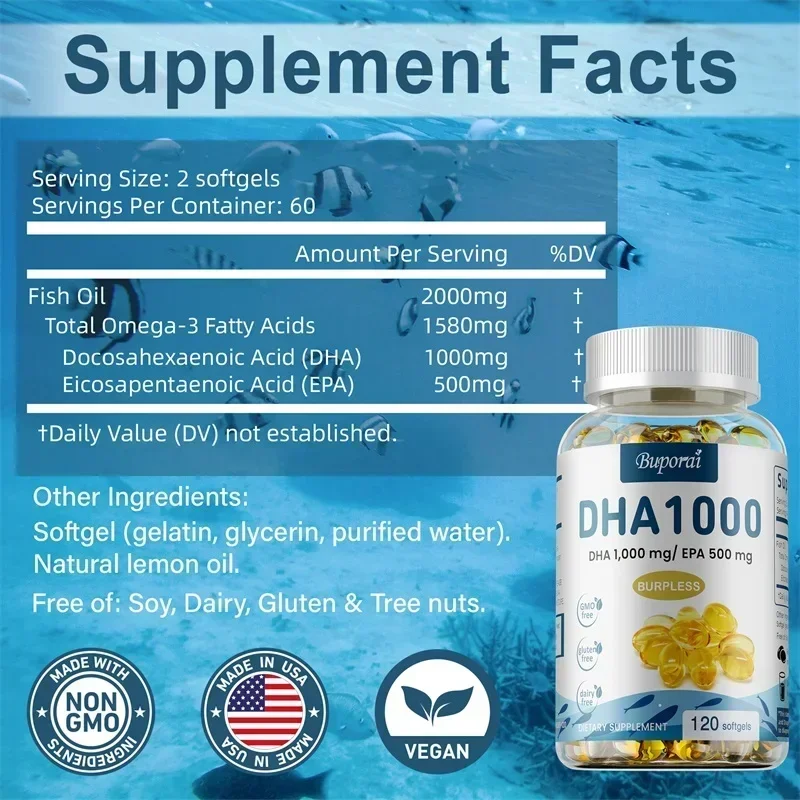 Suplementos DHA de aceite de p - Omega 3 Fish Oil reseña y precio