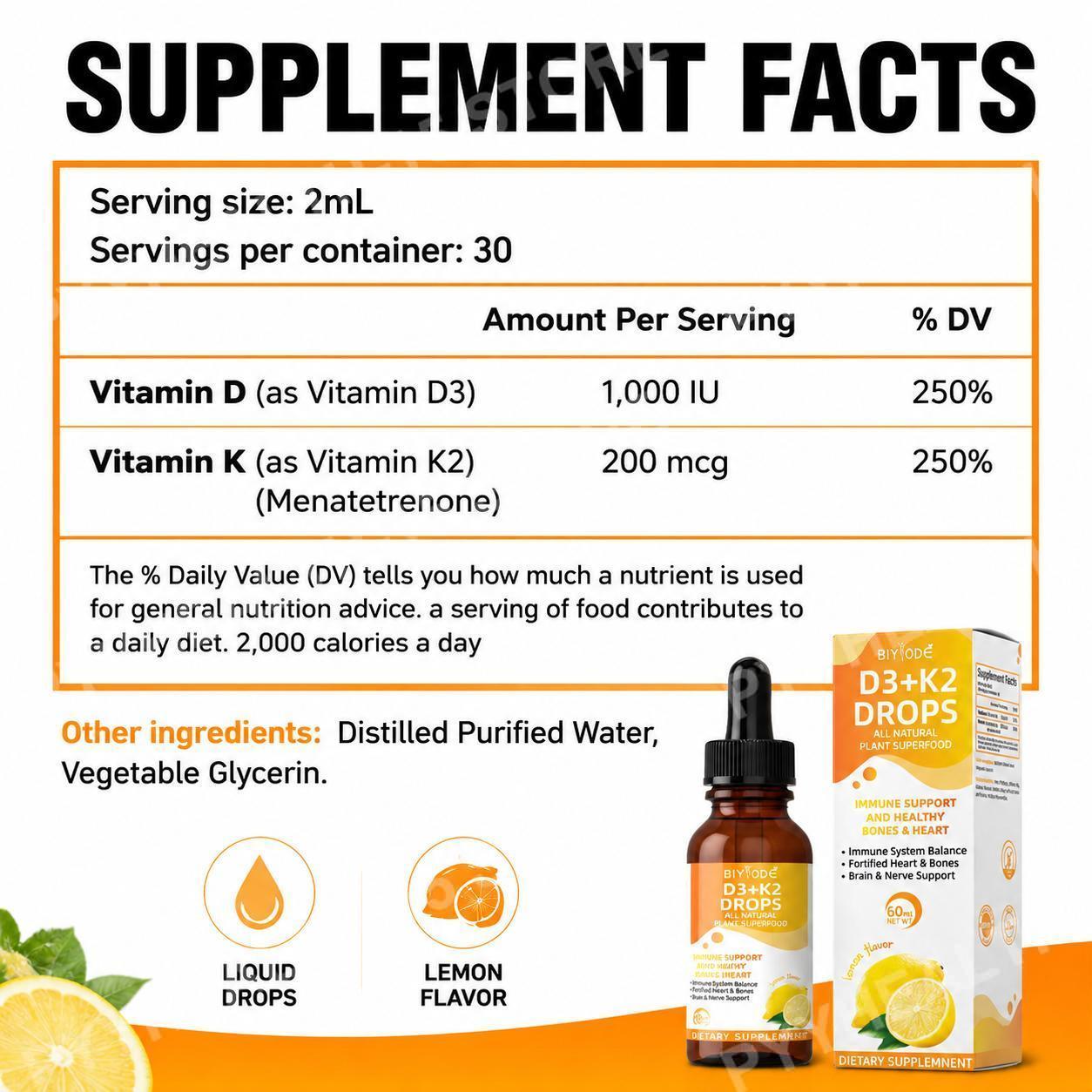 BIYODE Gotas Líquidas de Vitam - Vitamin D3 K2 Drop reseña y precio